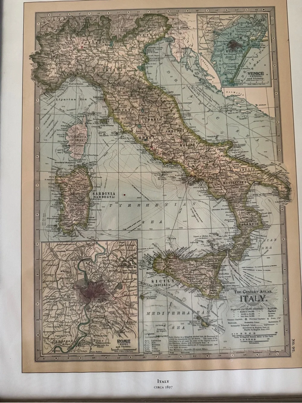 Source Unknown Black & Cream Framed Italy Map Print